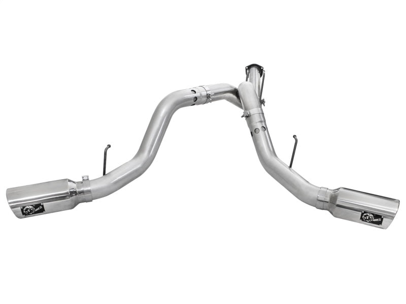 aFe Atlas Exhaust 4in DPF-Back Exhaust Aluminized Steel Polished Tip 11-14 ford Diesel Truck V8-6.7L aFe DPF Back