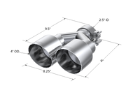 MBRP Universal T304 SS Dual Tip 4in OD/2.5in Inlet MBRP Tips
