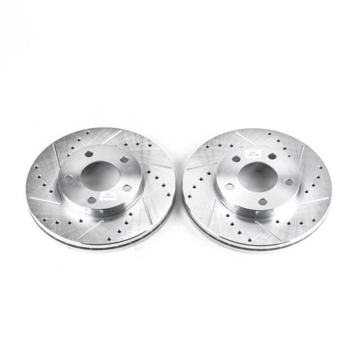 Power Stop 94-04 Ford Mustang Front Evolution Drilled & Slotted Rotors - Pair PowerStop Brake Rotors - Slot & Drilled