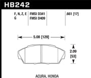 Hawk 92-93 Acura Integra 1.6L EX Front ER-1 Brake Pads Hawk Performance Brake Pads - Racing