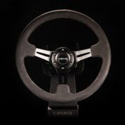 NRG Reinforced Steering Wheel (350mm / 3in. Deep) Black Leather w/ Alcantara Stitching NRG Steering Wheels