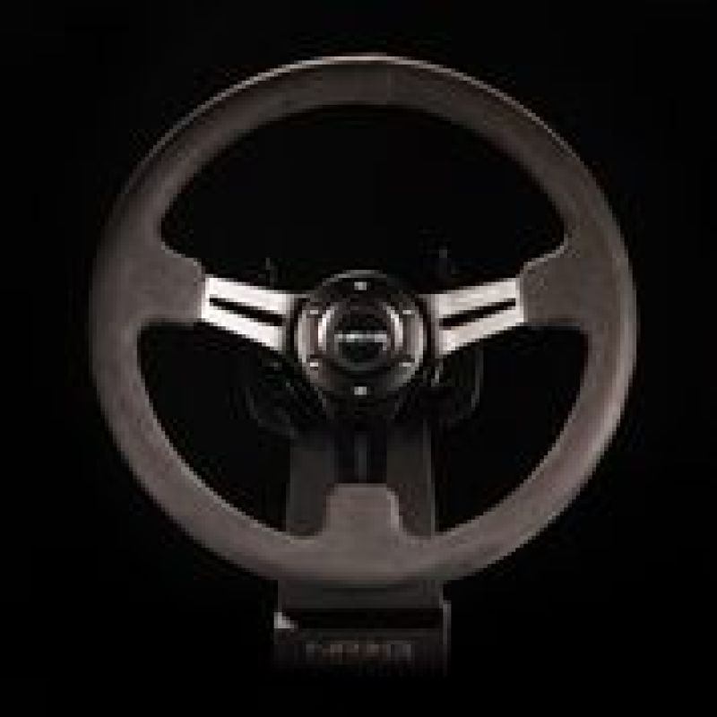 NRG Reinforced Steering Wheel (350mm / 3in. Deep) Black Leather w/ Alcantara Stitching NRG Steering Wheels