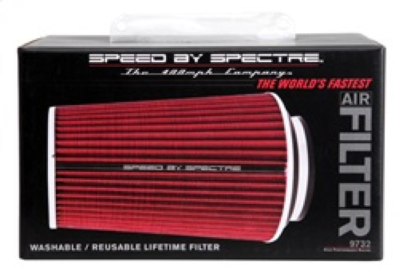 Spectre Adjustable Conical Air Filter 9-1/2in. Tall (Fits 3in. / 3-1/2in. / 4in. Tubes) - Red Spectre Air Filters - Universal Fit