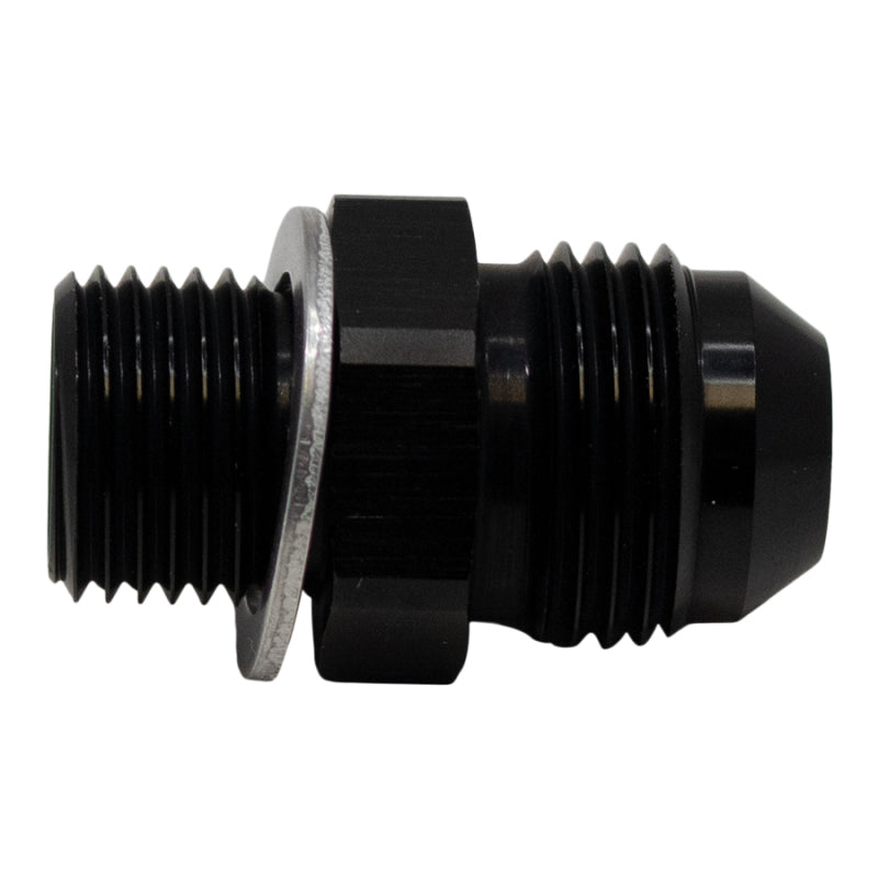 DeatschWerks 8AN Male Flare to M16 X 1.5 Male Metric Adapter (Incl Washer) - Anodized Matte Black DeatschWerks Fittings