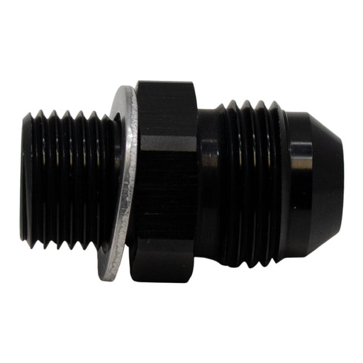 DeatschWerks 8AN Male Flare to M16 X 1.5 Male Metric Adapter (Incl Washer) - Anodized Matte Black DeatschWerks Fittings
