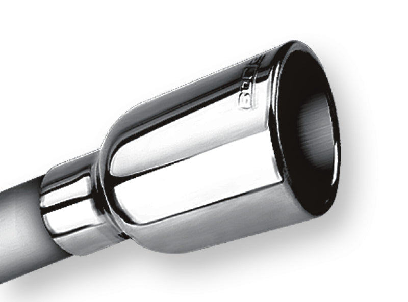 Borla 2.25in Inlet 3.19in Round Rolled Angle Cut Outlet x 5in Long Embossed Tip Borla Tips