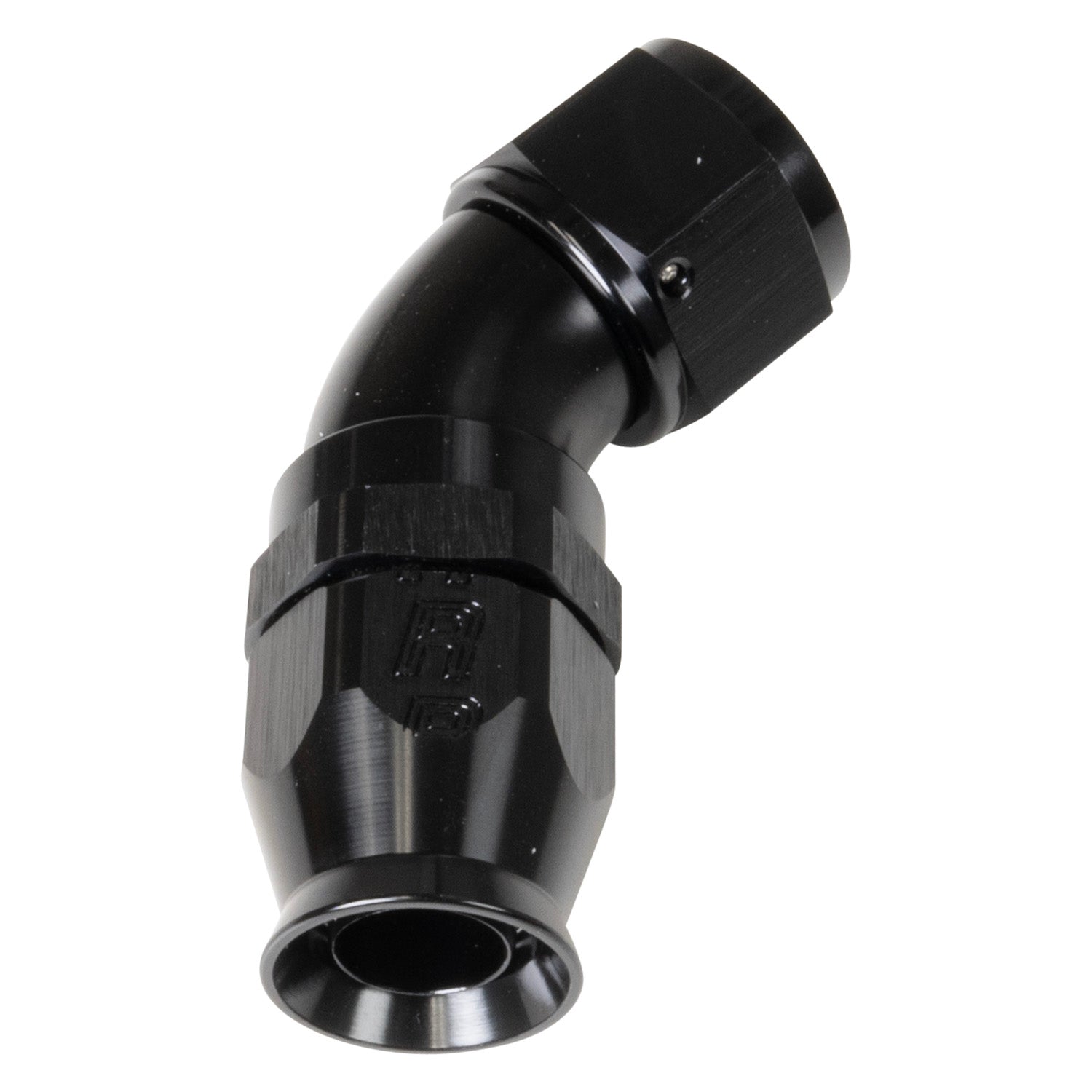 6 AN Pro PTFE 45 Degree Swivel Hose End With Black Finish