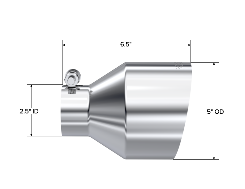 MBRP Universal T304 Stainless Steel Tip 2.5in ID / 5in OD Out / 6.5in Length Angle Cut Single Wall MBRP Tips