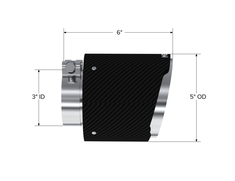 MBRP Universal Carbon Fiber Tip, 3in. ID./5in. OD./ 6.13in L. Angle Cut Dual Wall MBRP Tips