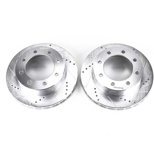 Power Stop 1999 Ford F-250 Super Duty Front Evolution Drilled & Slotted Rotors - Pair PowerStop Brake Rotors - Slot & Drilled