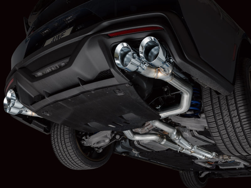 AWE 2024 Ford Mustang Dark Horse S650 RWD Track Edition Cat-Back Exhaust w/ Quad Chrome Silver Tips AWE Tuning Catback