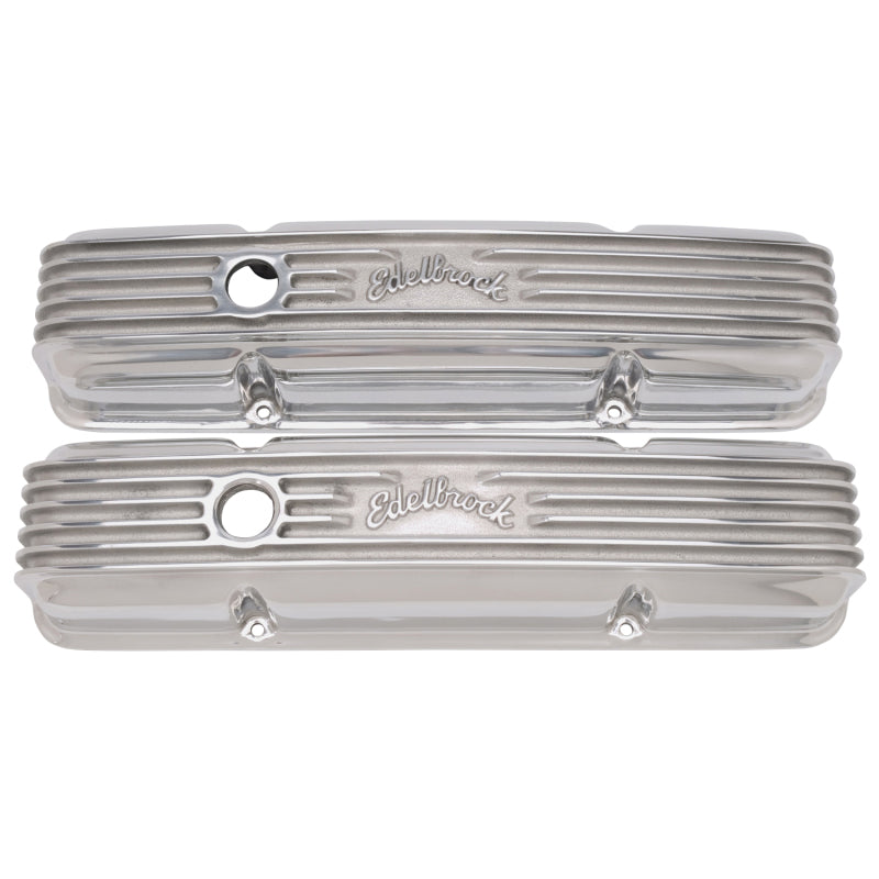 Edelbrock Valve Cover Classic Series Chevrolet 1959-1986 262-400 CI V8 Polshed Edelbrock Valve Covers