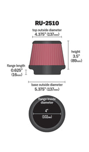 K&N Universal 4 Inch Filter K&N Engineering Air Filters - Universal Fit
