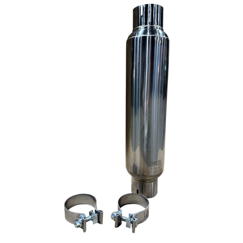 Kooks 3in. Round Clamp In Muffler 14in. Long Polished Stainless Steel Kooks Headers Muffler