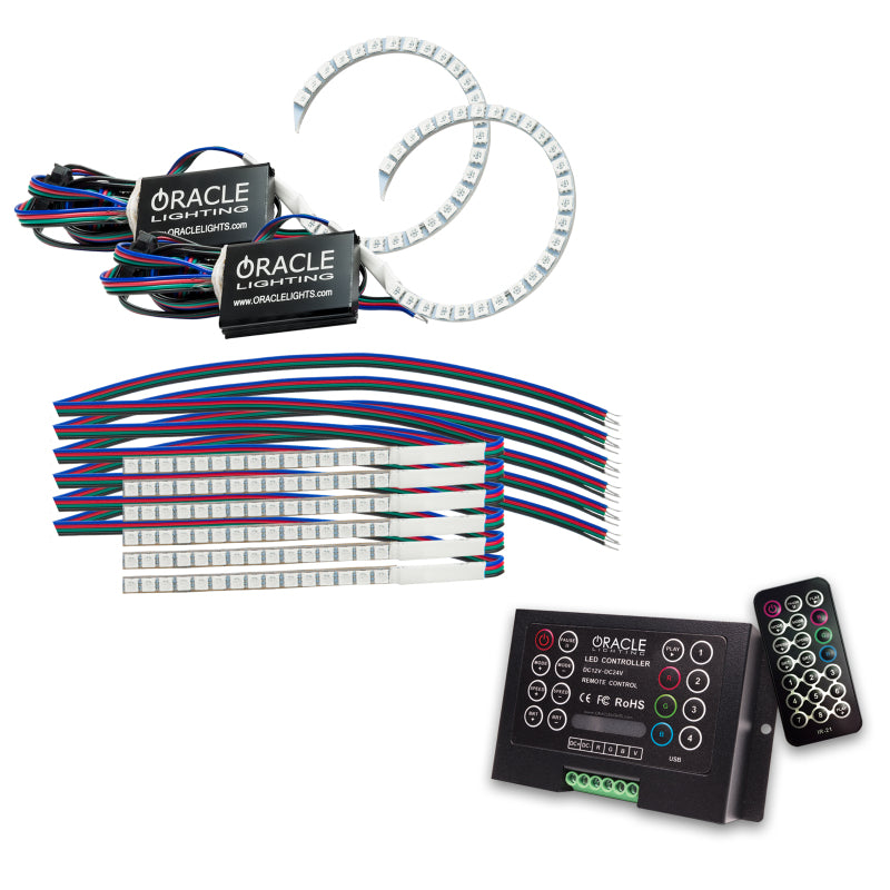 Oracle 18-21 Ford Mustang DRL Upgrade w/ Halo Kit - ColorSHIFT 2 ORACLE Lighting Headlights