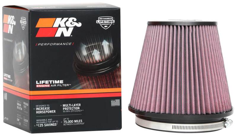 K&N Universal Clamp-On Air Filter 6in FLG / 7-1/2in B / 5in T / 6-1/2in H K&N Engineering Air Filters - Universal Fit