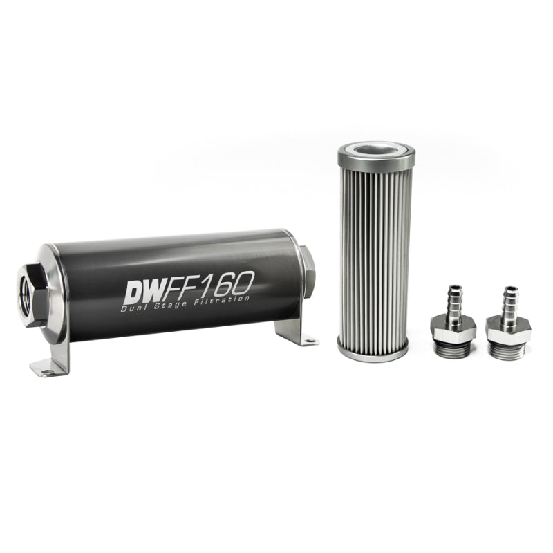 DeatschWerks Stainless Steel 5/16in 10 Micron Universal Inline Fuel Filter Housing Kit (160mm) DeatschWerks Fuel Filters