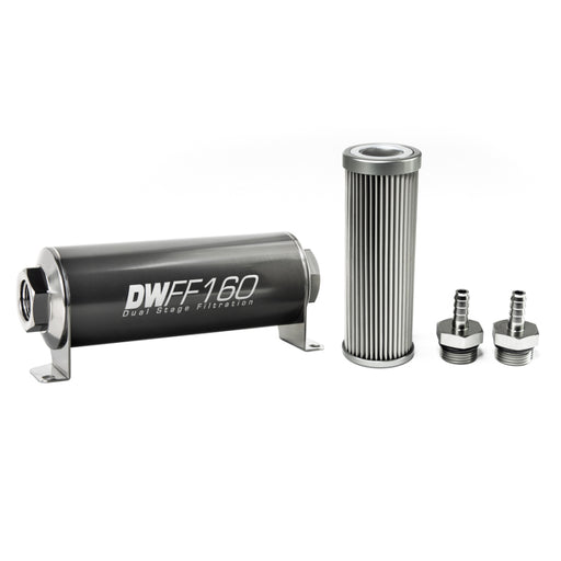 DeatschWerks Stainless Steel 5/16in 10 Micron Universal Inline Fuel Filter Housing Kit (160mm) DeatschWerks Fuel Filters
