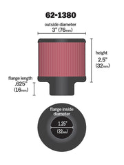K&N 1.25in Flange ID x 3in OD x 2.5 inch H Rubber Base Crankcase Vent Filter K&N Engineering Air Filters - Universal Fit