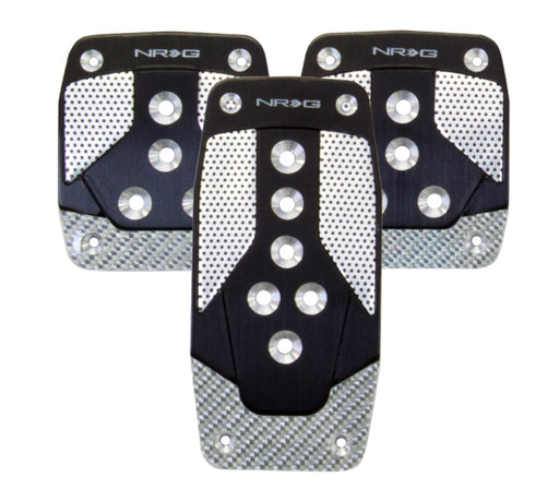NRG Aluminum Sport Pedal M/T - Black w/Silver Carbon NRG Pedal Covers