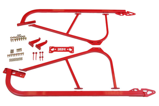 BMR 08-17 Challenger Bolt-On Subframe Connectors - Red BMR Suspension Chassis Bracing