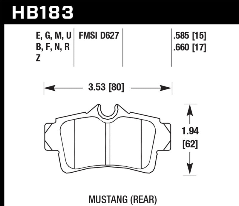 Hawk 2001-2001 Ford Mustang Bullitt 4.6 HPS 5.0 Rear Brake Pads Hawk Performance Brake Pads - Performance