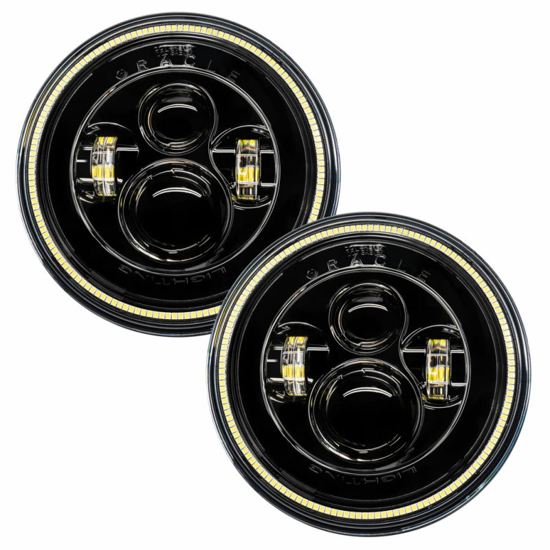 Oracle 7in High Powered LED Headlights - Black Bezel - White ORACLE Lighting Headlights