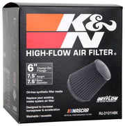 K&N Universal Rubber Filter Round Tapered 6in Flange ID x 7.5in Base OD x 5.25in Top OD x 8in Height K&N Engineering Air Filters - Universal Fit