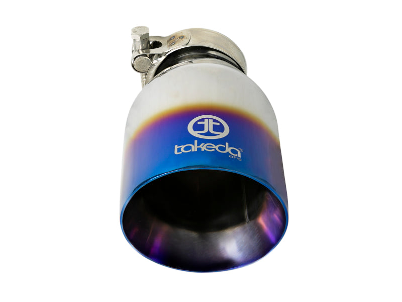 aFe Takeda 304 Stainless Steel Clamp-On Exhaust Tip 2.5in Inlet / 4in Outlet - Blue Flame aFe Tips
