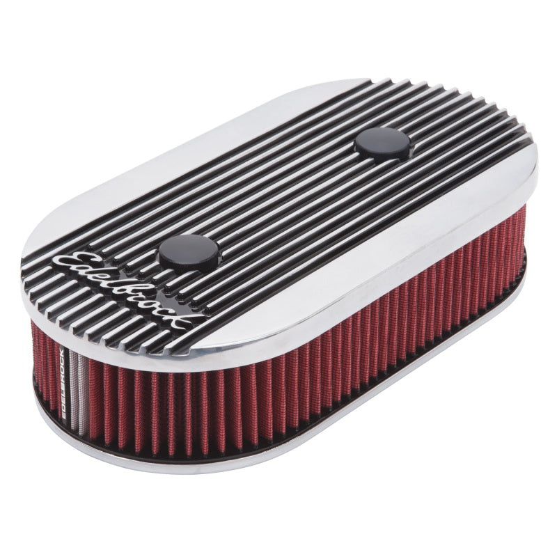 Edelbrock Air Cleaner Elite II Oval Dual-Quad Carbs 2 5In Red Element Polished Edelbrock Air Filters - Universal Fit
