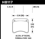 Hawk AP Racing CP3696 Black Race Brake Pads Hawk Performance Brake Pads - Racing