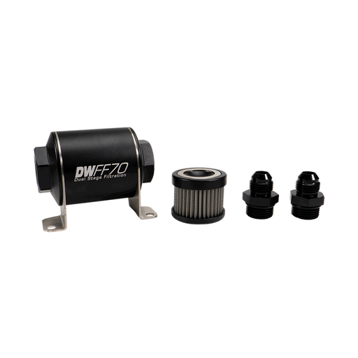 DeatschWerks Stainless Steel 8AN 10 Micron Universal Inline Fuel Filter Housing Kit (70mm) DeatschWerks Fuel Filters