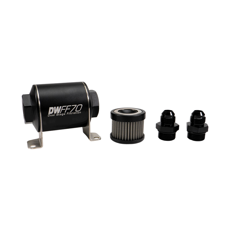 DeatschWerks Stainless Steel 8AN 100 Micron Universal Inline Fuel Filter Housing Kit (70mm) DeatschWerks Fuel Filters