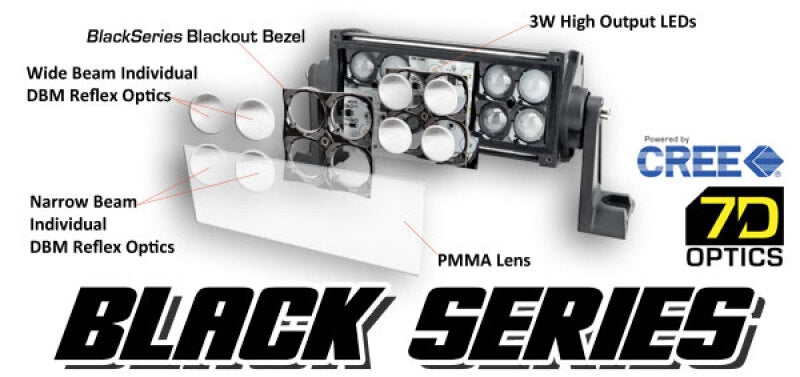 Oracle Black Series - 7D 8 36W Dual Row LED Light Bar - 6000K ORACLE Lighting Light Bars & Cubes