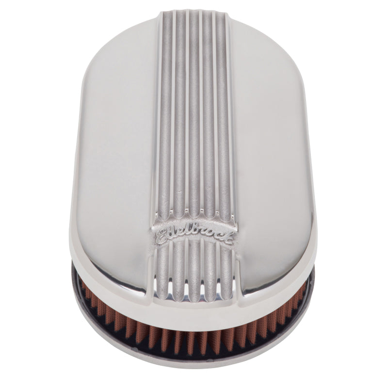Edelbrock Air Cleaner Classic Series Oval Aluminum Top Cloth Element 17 5In X 9 35In X 3 9In Edelbrock Air Filters - Universal Fit