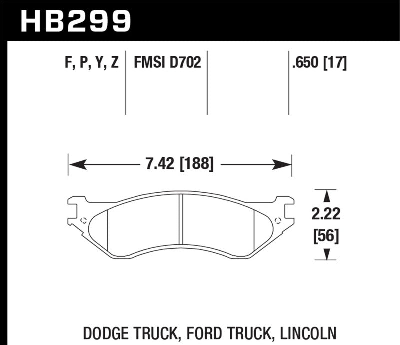 Hawk Dodge B1500 VanDurango/1500 Pickup/1500 Van / Ford / Lincoln LTS Street Front & Rear Brake Pad Hawk Performance Brake Pads - OE