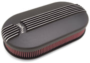 Edelbrock Air Cleaner Classic Series Oval Aluminum 17 5In X 9 35In X 4 45In Dual Carburetor Black Edelbrock Air Filters - Universal Fit