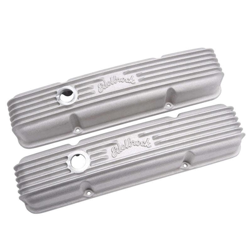 Edelbrock Valve Cover Classic Series Chevrolet 1959-1986 262-400 CI V8 w/ Breather Holes Satin Edelbrock Valve Covers