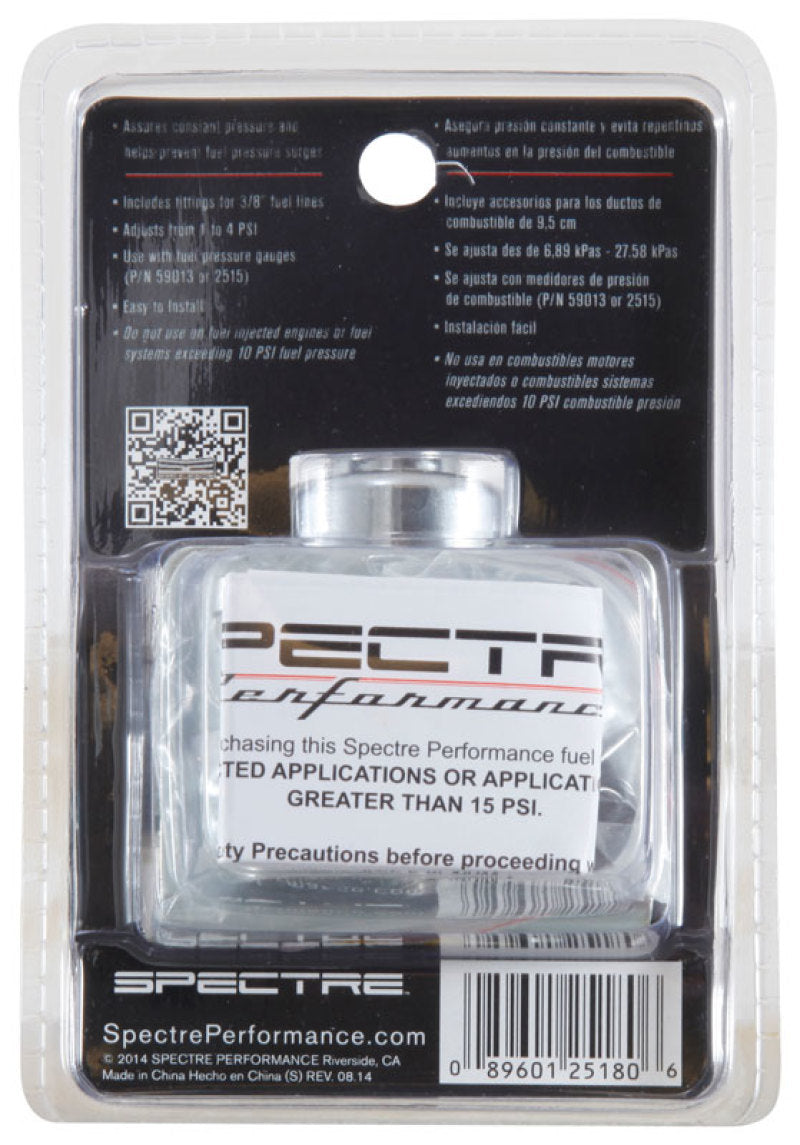 Spectre Fuel Pressure Regulator 1-4psi Spectre Fuel Pressure Regulators