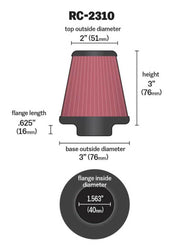 K&N Universal Round Tapered Chrome Filter 1.563in Flange ID x 3in Base OD x 2in Top OD x 3in H K&N Engineering Air Filters - Universal Fit