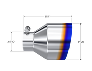 MBRP Univ. T304 Stainless Steel Burnt End Tip 2.5in ID / 5in OD / 6.5in Length Angle Cut Single Wall MBRP Tips
