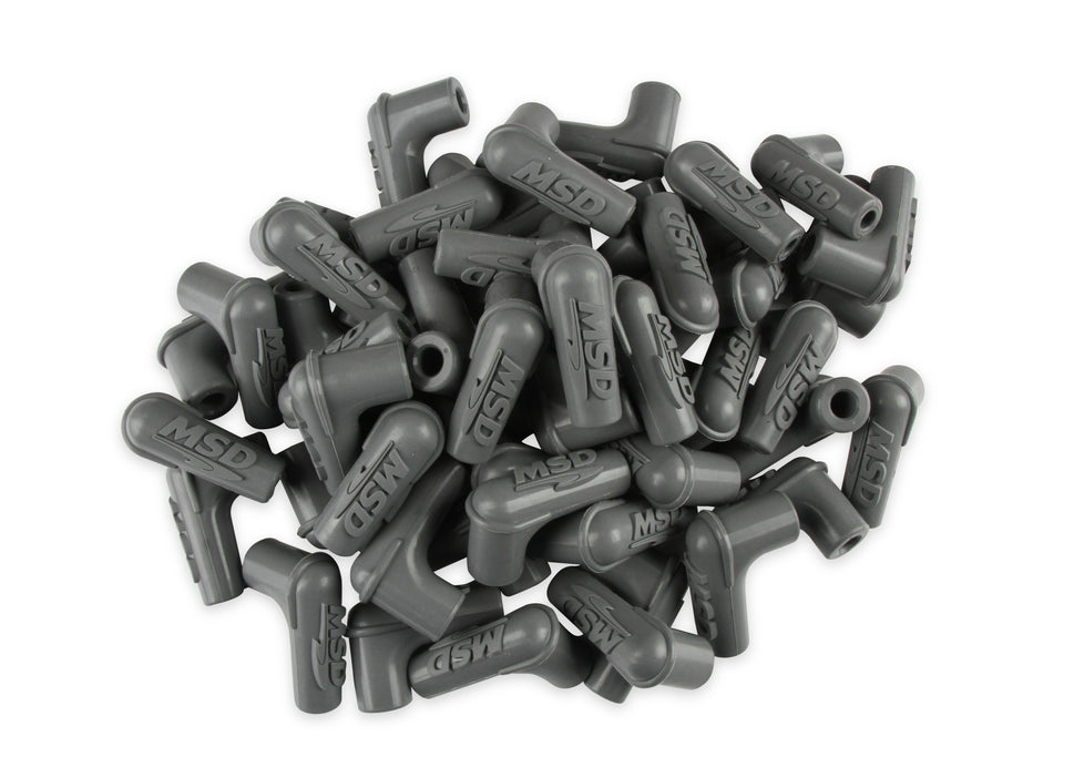 Boots, 90 Degree Logo Spark Plug, Gray Silicone 50EA