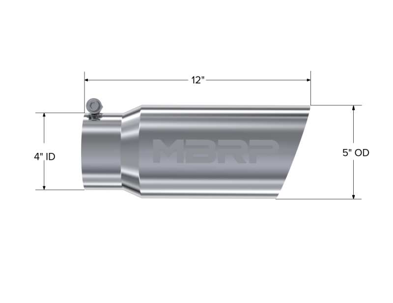 MBRP Universal Tip 5 O.D. Angled Single Walled 4 inlet 12 length MBRP Steel Tubing