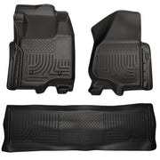 Husky Liners 11-12 Ford SD Crew Cab WeatherBeater Combo Black Floor Liners (w/o Manual Trans Case) Husky Liners Floor Mats - Rubber