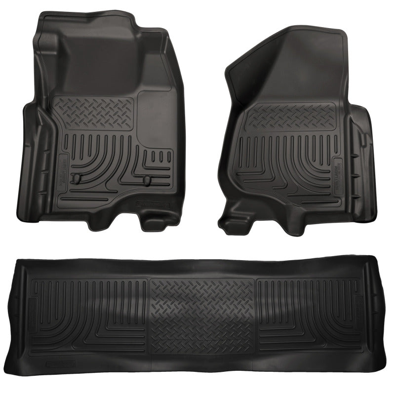 Husky Liners 11-12 Ford SD Crew Cab WeatherBeater Combo Black Floor Liners (w/o Manual Trans Case) Husky Liners Floor Mats - Rubber