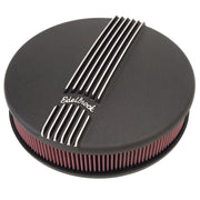 Edelbrock Air Cleaner Classic Series Round Aluminum Top Cloth Element 14In Dia X 3 9In Black Edelbrock Air Filters - Universal Fit