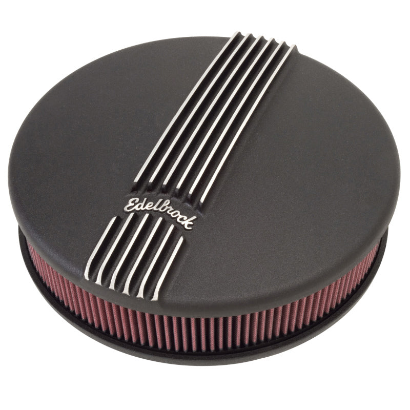 Edelbrock Air Cleaner Classic Series Round Aluminum Top Cloth Element 14In Dia X 3 9In Black Edelbrock Air Filters - Universal Fit