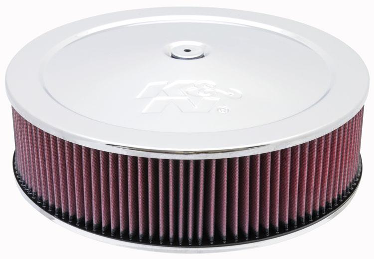 K&N Round Air Filter Assembly 14in. ID / 4..12in. Height / 5.125in. Neck Flange / 7/8in. Drop Ba K&N Engineering Carburetor Air Cleaners