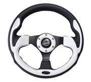 NRG Reinforced Steering Wheel (320mm) Blk w/White Trim & 4mm 3-Spoke NRG Steering Wheels