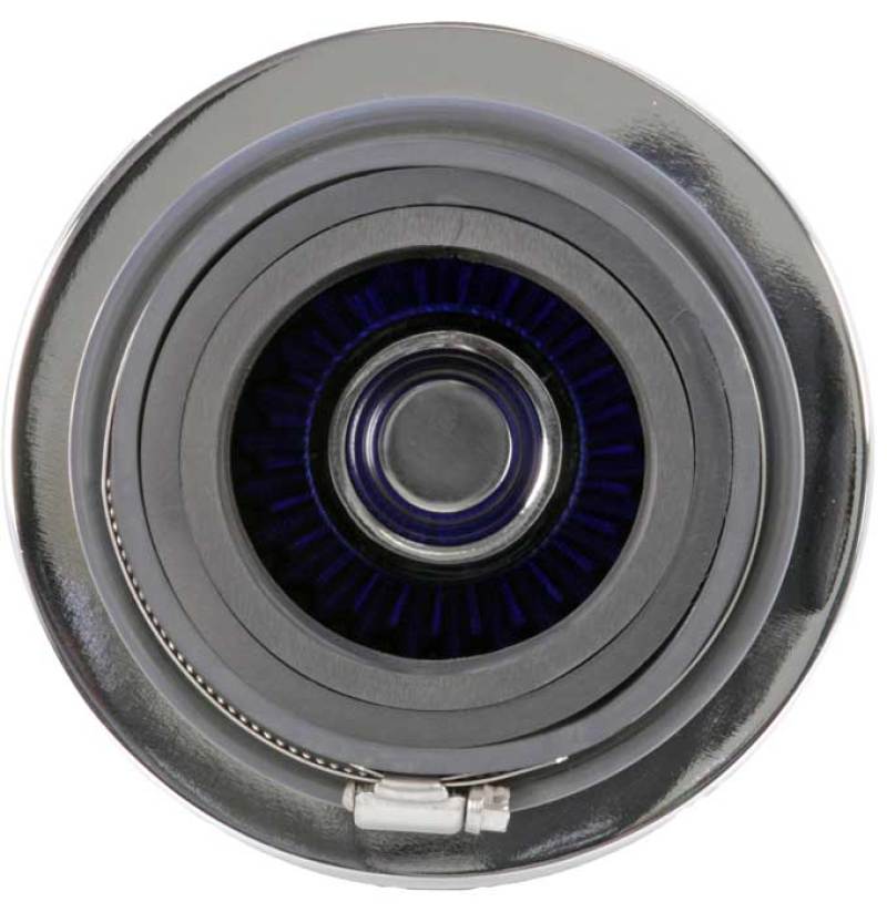 K&N Universal Air Filter Chrome Round Tapered Blue - 4in Flange ID x 1.125in Flange Length x 5.5in H K&N Engineering Air Filters - Universal Fit